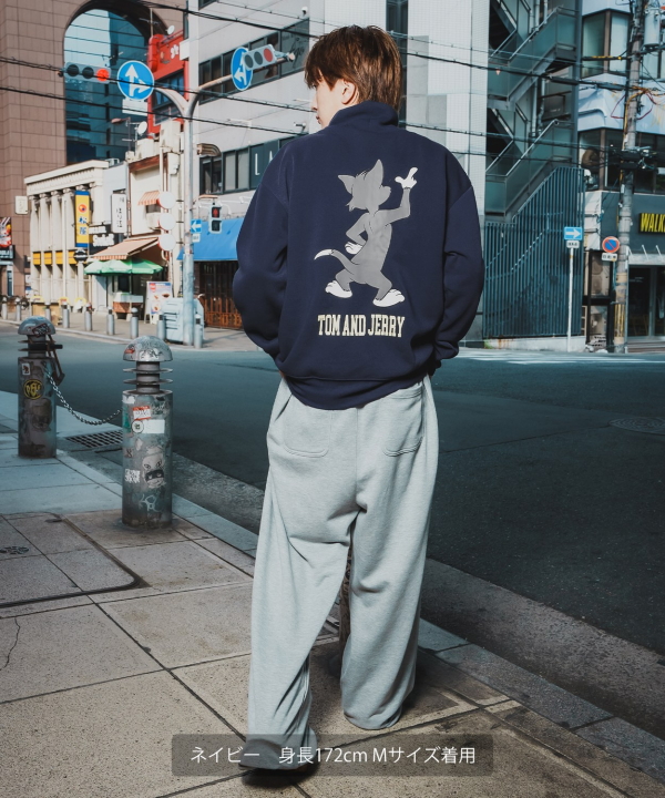 裏起毛 綿タッチ ピリング防止加工 T-100 TOM&JERRY バックプリント