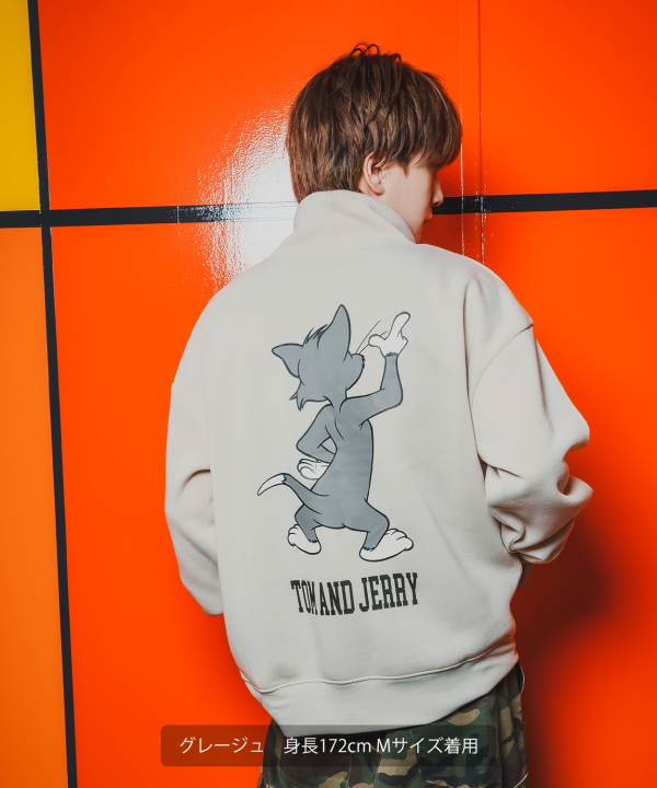 裏起毛 綿タッチ ピリング防止加工 T-100 TOM&JERRY バックプリント