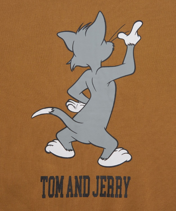 裏起毛 綿タッチ ピリング防止加工 T-100 TOM&JERRY バックプリント