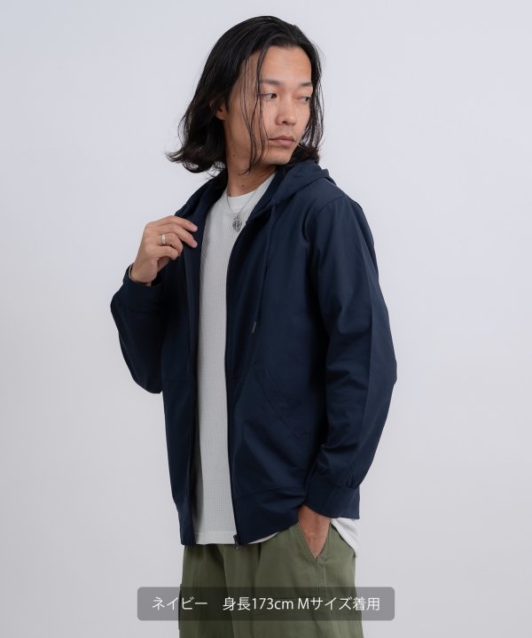 1703 FCRB ジップアップパーカー ストレッチ素材 ベンチレーション 紺 ストレッチ天竺ジャージジップパーカー