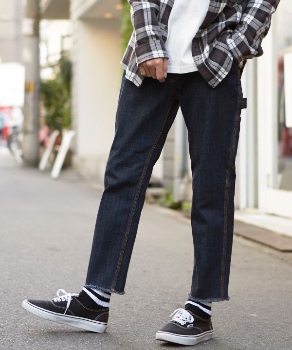 クロップドペインターデニムパンツ