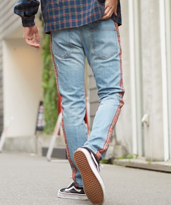 c-boy style(No.119)ストリートコーデチェックST濃紺デニムXL c-boy style(No.119)ストリートコーデチェックST濃紺デニムXL