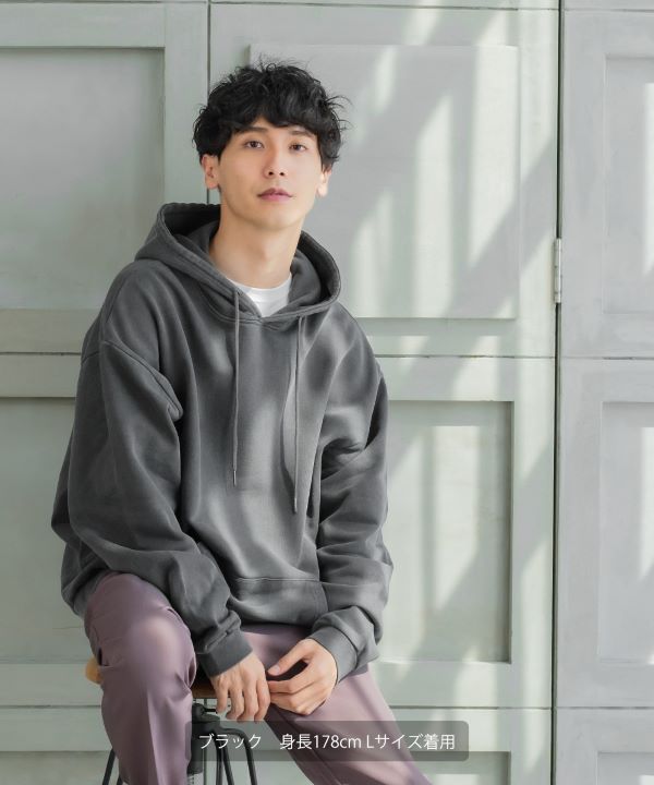 SIDEWAYSTANCE】ピグメントスウェットプルパーカー