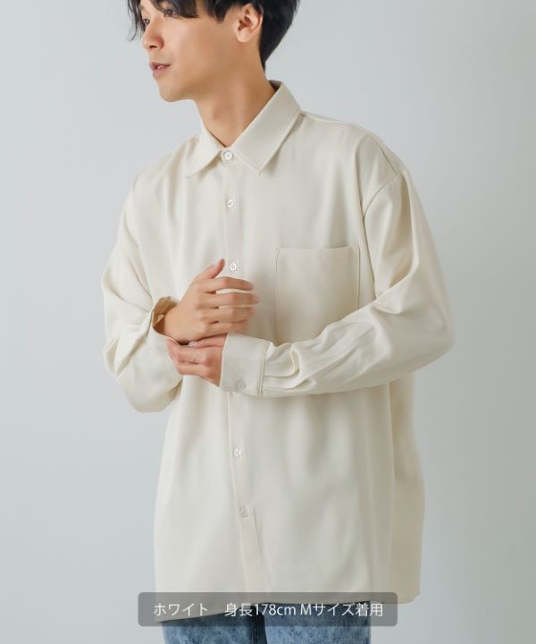 ArgueCultureモード系とろみ長袖シャツ メンズ とろみジョーゼット総柄シャツ/長袖
