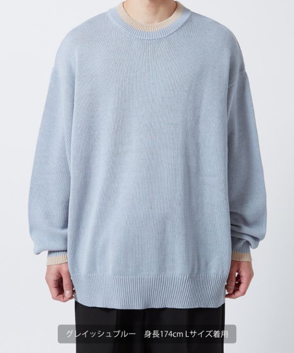 NULL】ライン長袖クルーネックニット