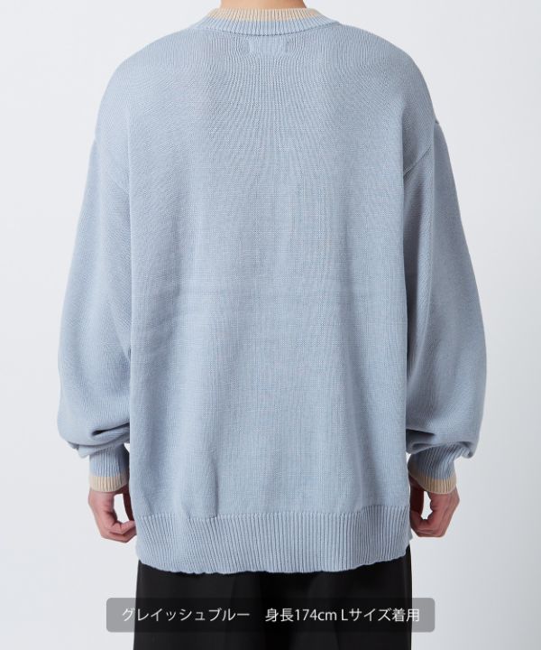 NULL】ライン長袖クルーネックニット