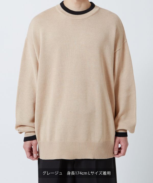 NULL】ライン長袖クルーネックニット