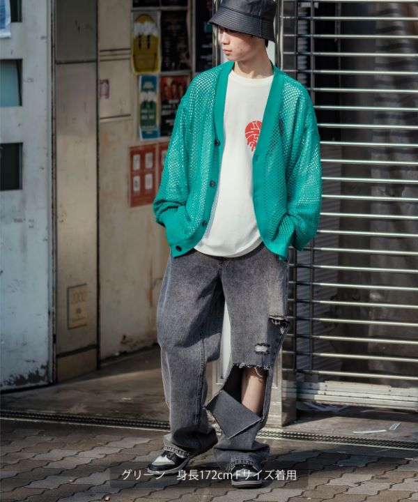 PALACE メッシュカーディガン L ミントグリーン セール】Zip付メッシュカーディガン（カーディガン/ボレロ