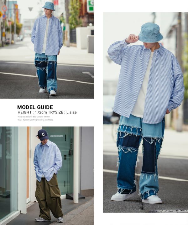 NULL】ストライプ長袖シャツ