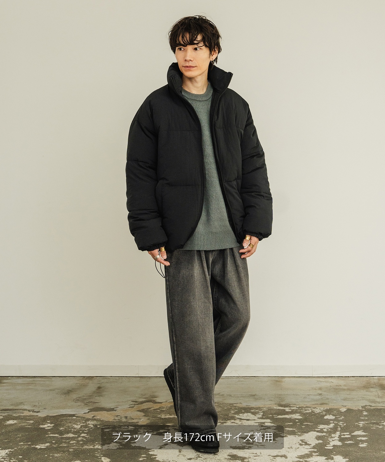 null. 中綿入りエコレザーブルゾン