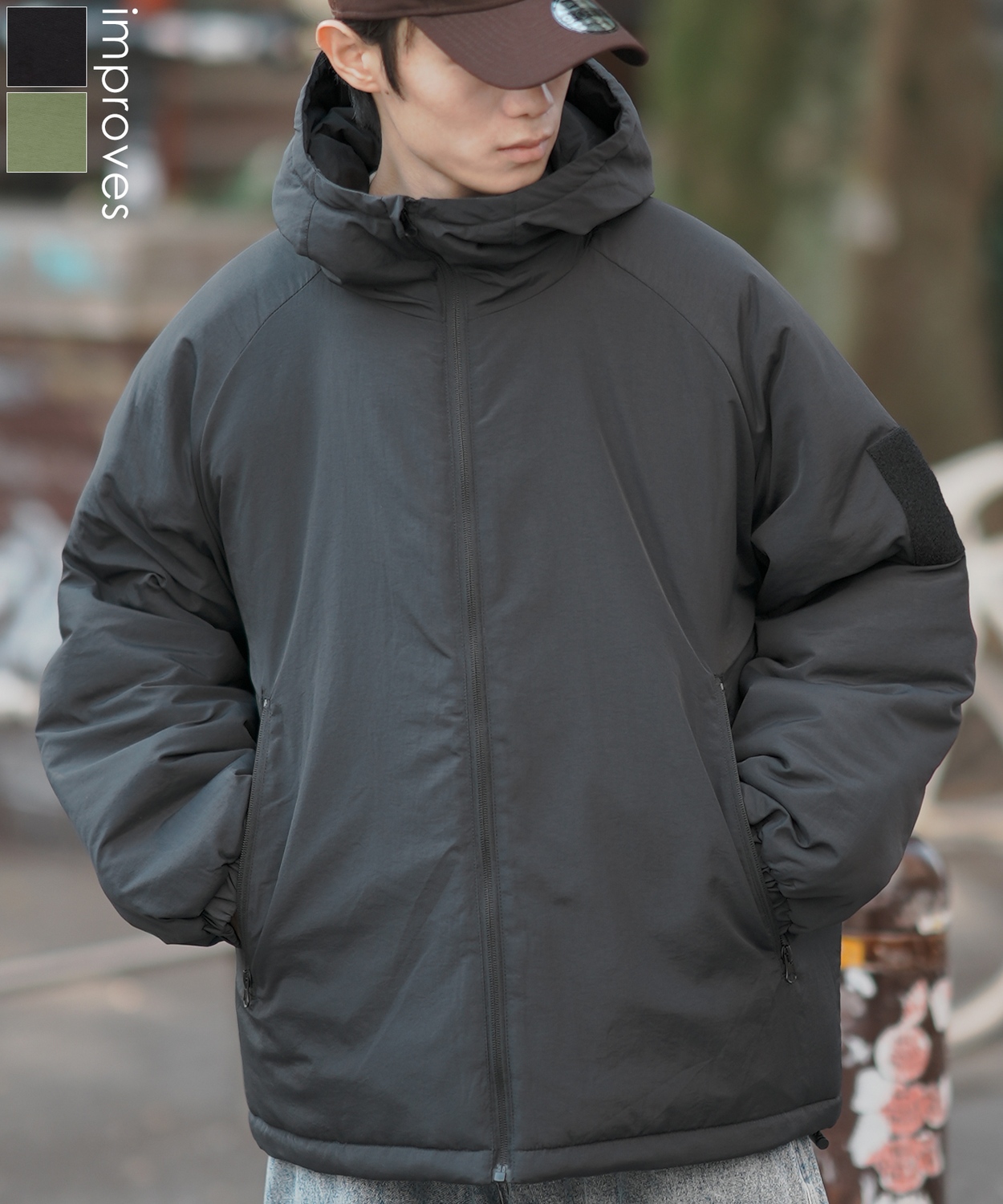 ブラックサイズパフジャケット 独特的なデザイン BB0236121003