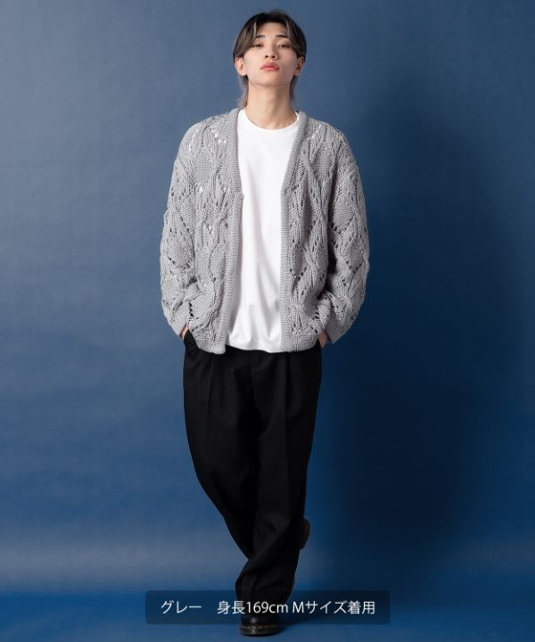 NULL】透かし編みニットカーディガン
