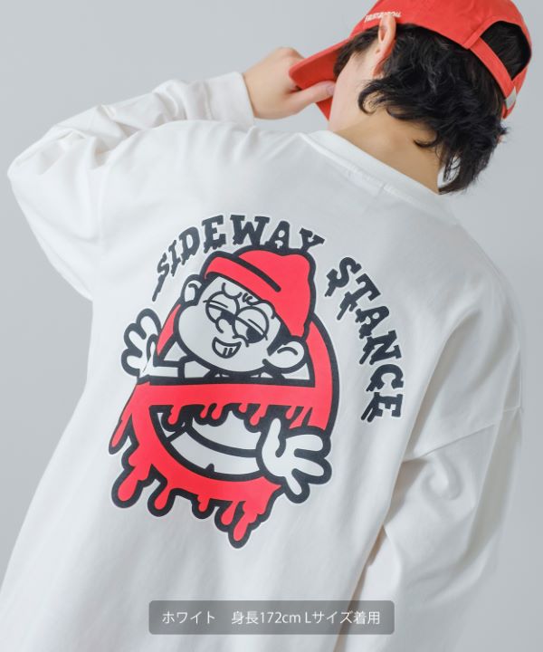 SIDEWAYSTANCE】長袖ゴーストバスターズプリントTシャツ SIDEWAYSTANCE】長袖ゴーストバスターズプリントTシャツ