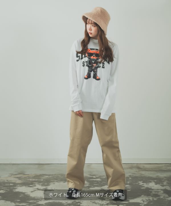 SIDEWAYSTANCE】長袖クマロゴプリントTシャツ