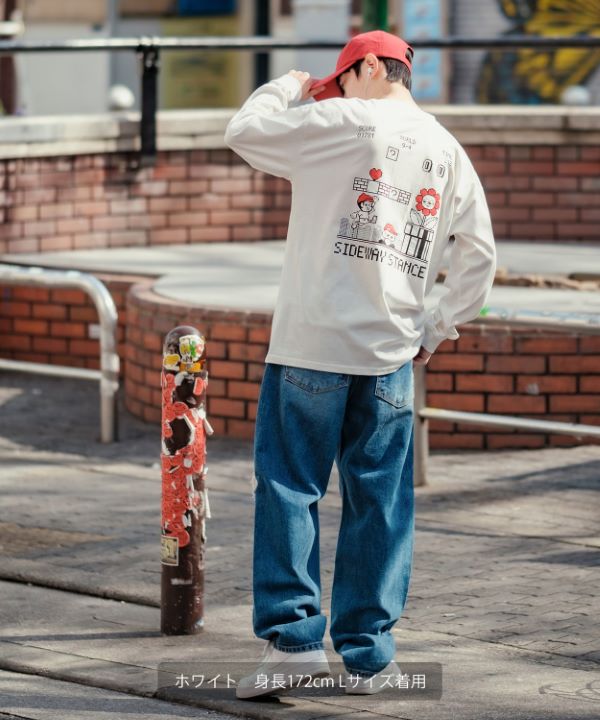 SIDEWAYSTANCE】長袖ゲームプリントTシャツ
