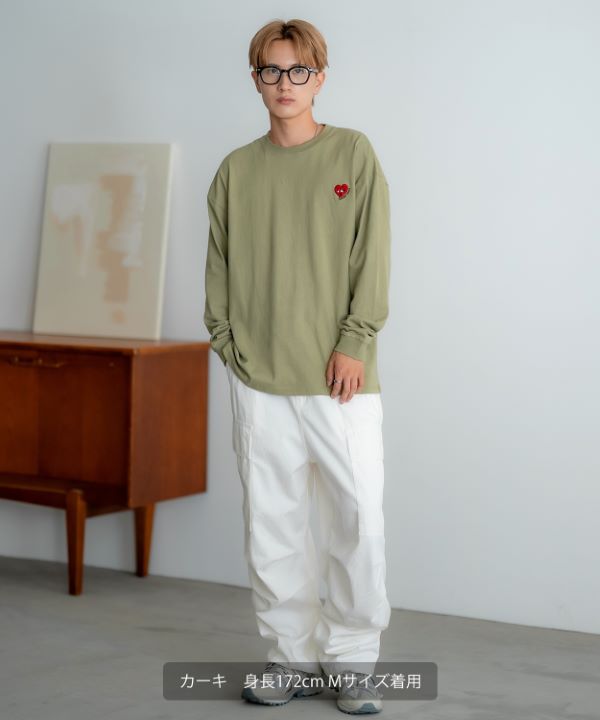 SIDEWAYSTANCE】刺しゅうハート長袖Tシャツ