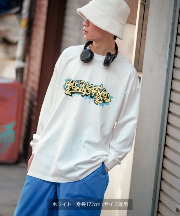 SIDEWAYSTANCE】長袖タギングロゴプリントTシャツ