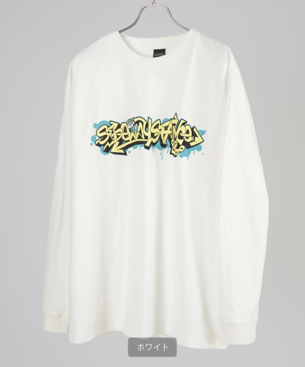 SIDEWAYSTANCE】長袖タギングロゴプリントTシャツ