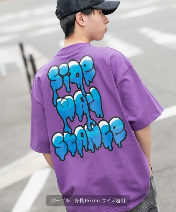 SIDEWAYSTANCE】半袖ドリップロゴプリントTシャツ
