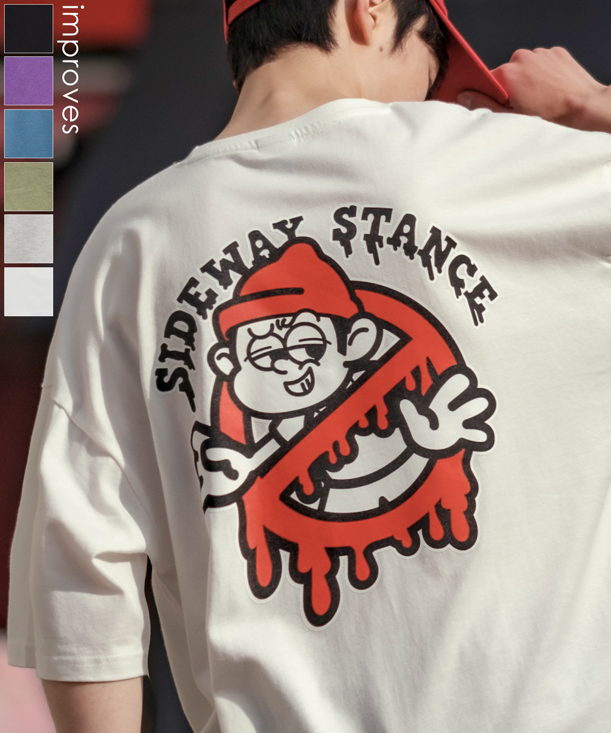 SIDEWAYSTANCE】半袖ゴーストバスターズプリントTシャツ