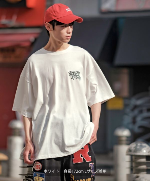 半袖Tシャツ メンズ ゴーストポートレート SIDEWAYSTANCE】半袖ゴーストバスターズプリントTシャツ