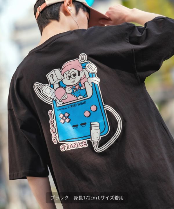 SIDEWAYSTANCE】半袖ゲームプリントTシャツ
