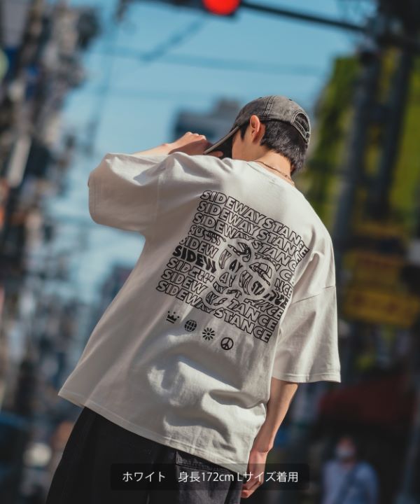 SIDEWAYSTANCE】半袖typoプリントTシャツ