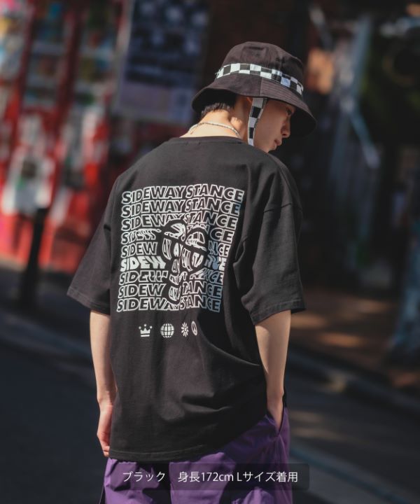 C.E ブラック プリントTシャツ バックプリント ストリート おしゃれ 黒-