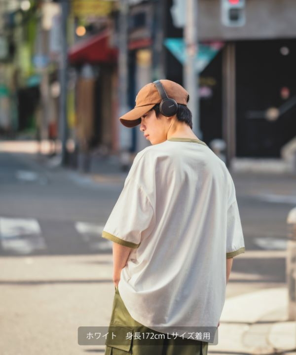 SIDEWAYSTANCE】バナナ転写半袖リンガーTシャツ