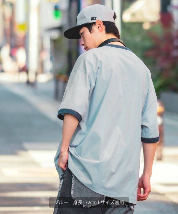 SIDEWAYSTANCE】オバケプリント半袖リンガーTシャツ