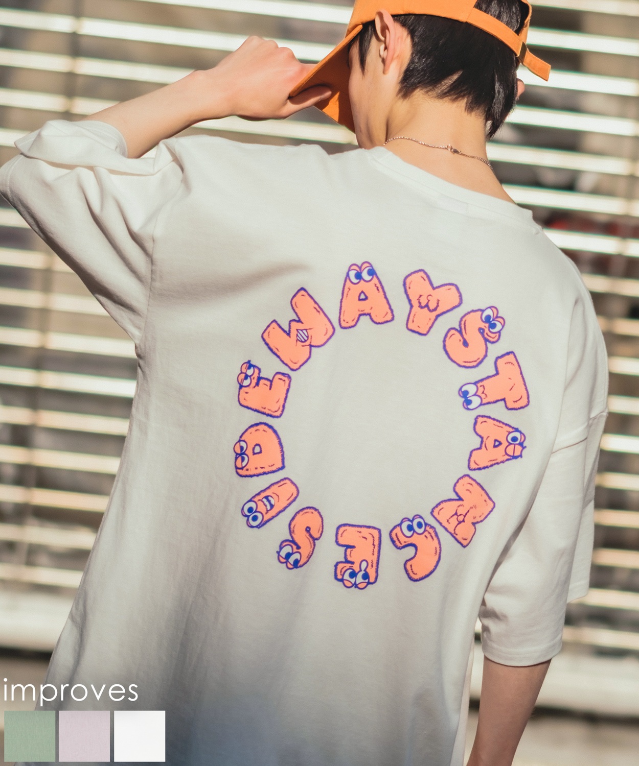 SIDEWAYSTANCE】半袖もふもふプリントTシャツ