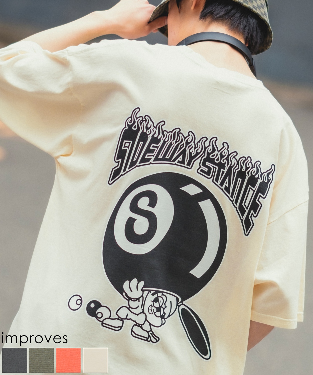 SIDEWAYSTANCE】半袖SボールピグメントTシャツ