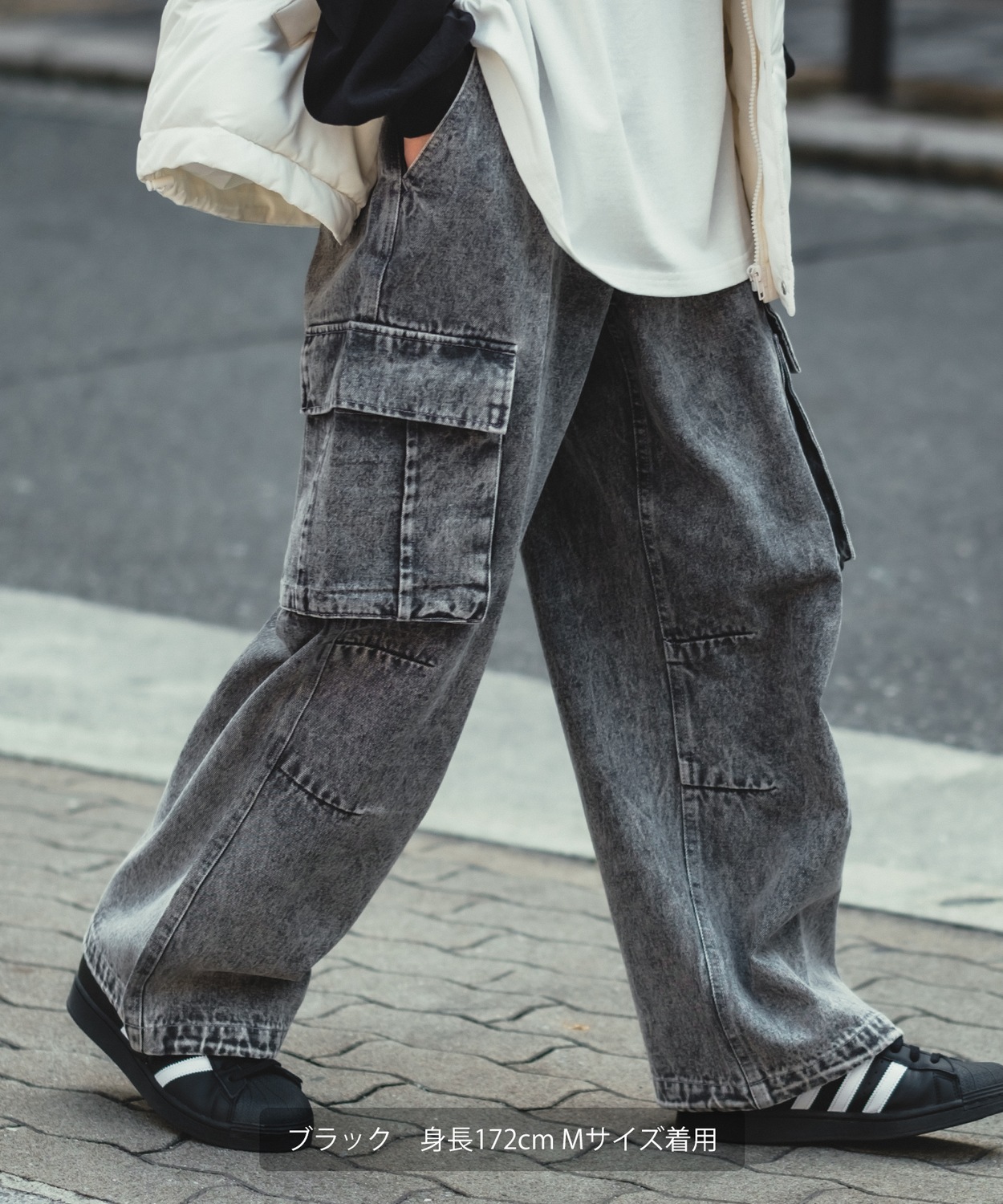 SIDEWAYSTANCE】デニムケミカルワイドカーゴパンツ