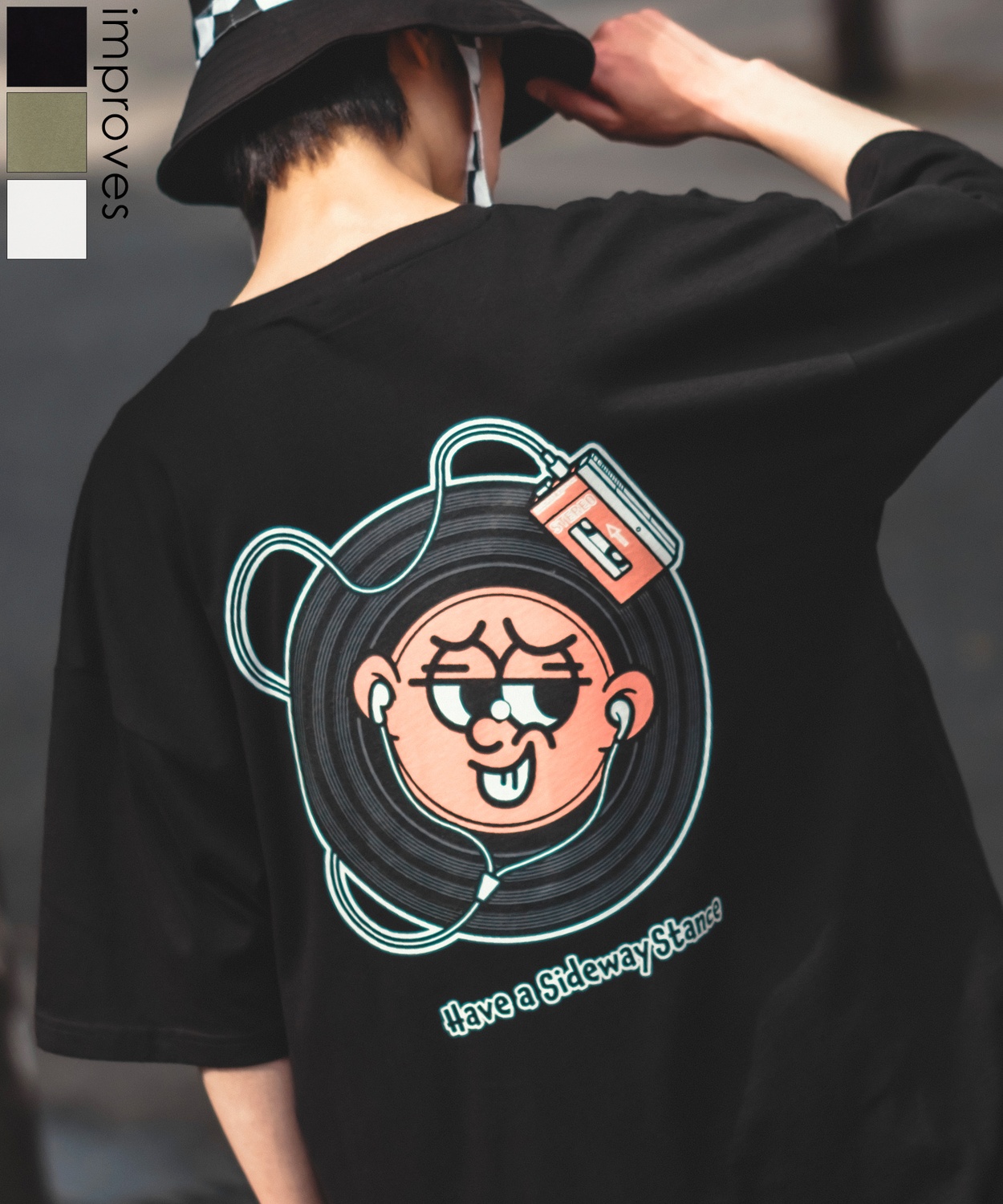 ArgueCultureスタンドＴシャツ切替中華風ロゴ肩パットジッパー ArgueCultureスタンドTシャツホック中華風ロゴ肩パットおしゃれ