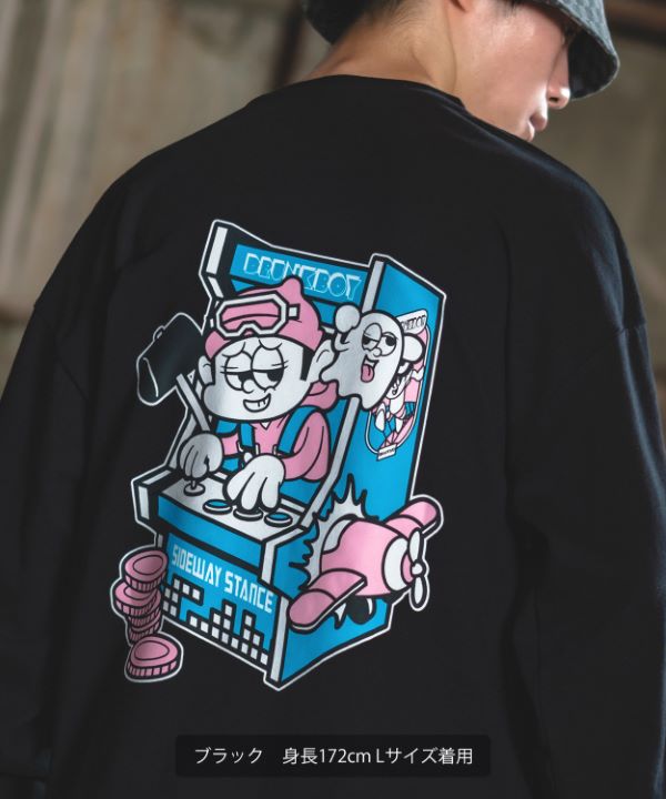 SIDEWAYSTANCE】レトロゲーム長袖Tシャツ