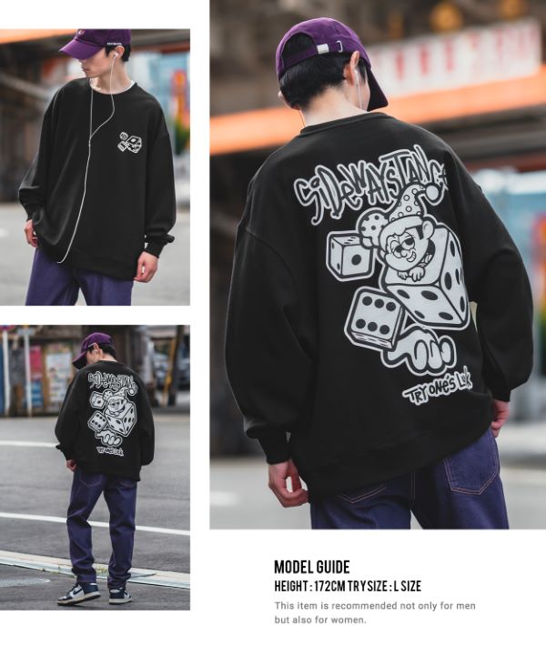 SIDEWAYSTANCE】ダイス裏毛トレーナー