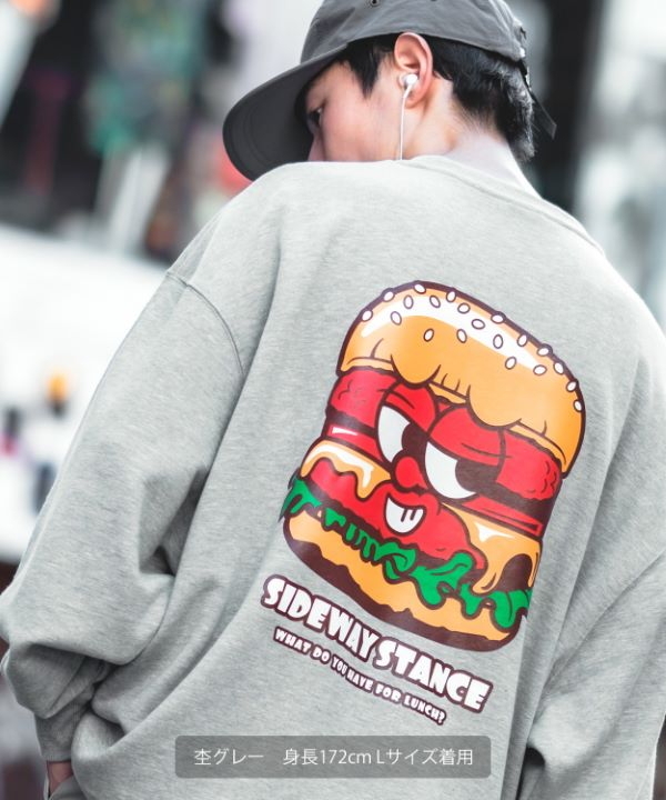 SIDEWAYSTANCE】バーガーボーイ裏毛トレーナー