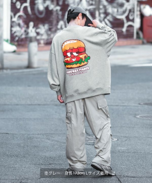 SIDEWAYSTANCE】バーガーボーイ裏毛トレーナー