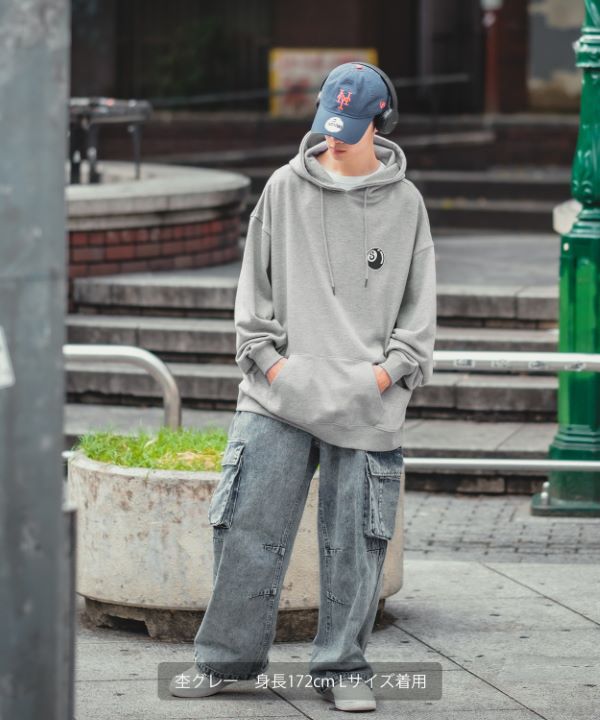 SIDEWAYSTANCE】Sボール裏毛プルパーカー