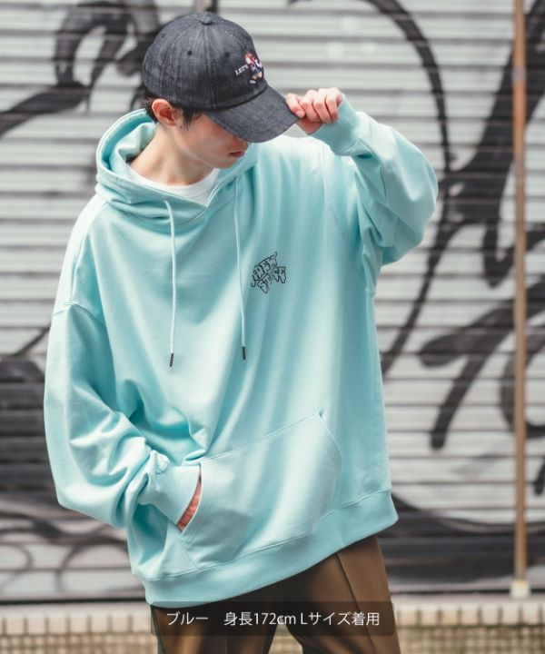 コ*コ様 【年内限定価格】SATUR ライトブルー パーカー SIDEWAYSTANCE】ゴーストバスターズ裏毛プルパーカー