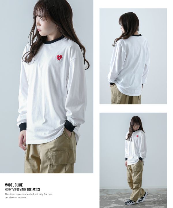 配送員設置 SIDEWAYSTANCE】ワンポイント刺繍長袖リンガーTシャツ トップス