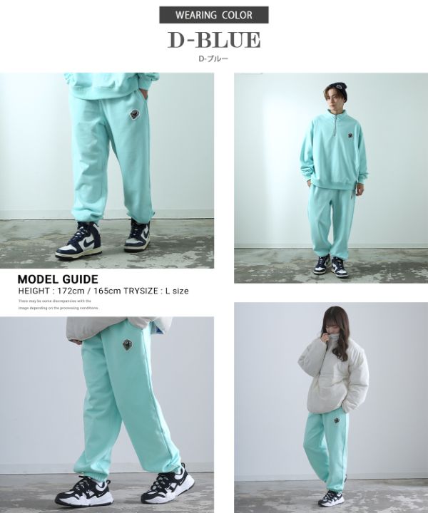 SIDEWAYSTANCE】ワンポイントワッペン裏毛パンツ