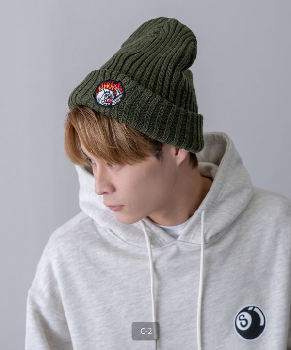 SIDEWAYSTANCE】ワッペンリブニットキャップ