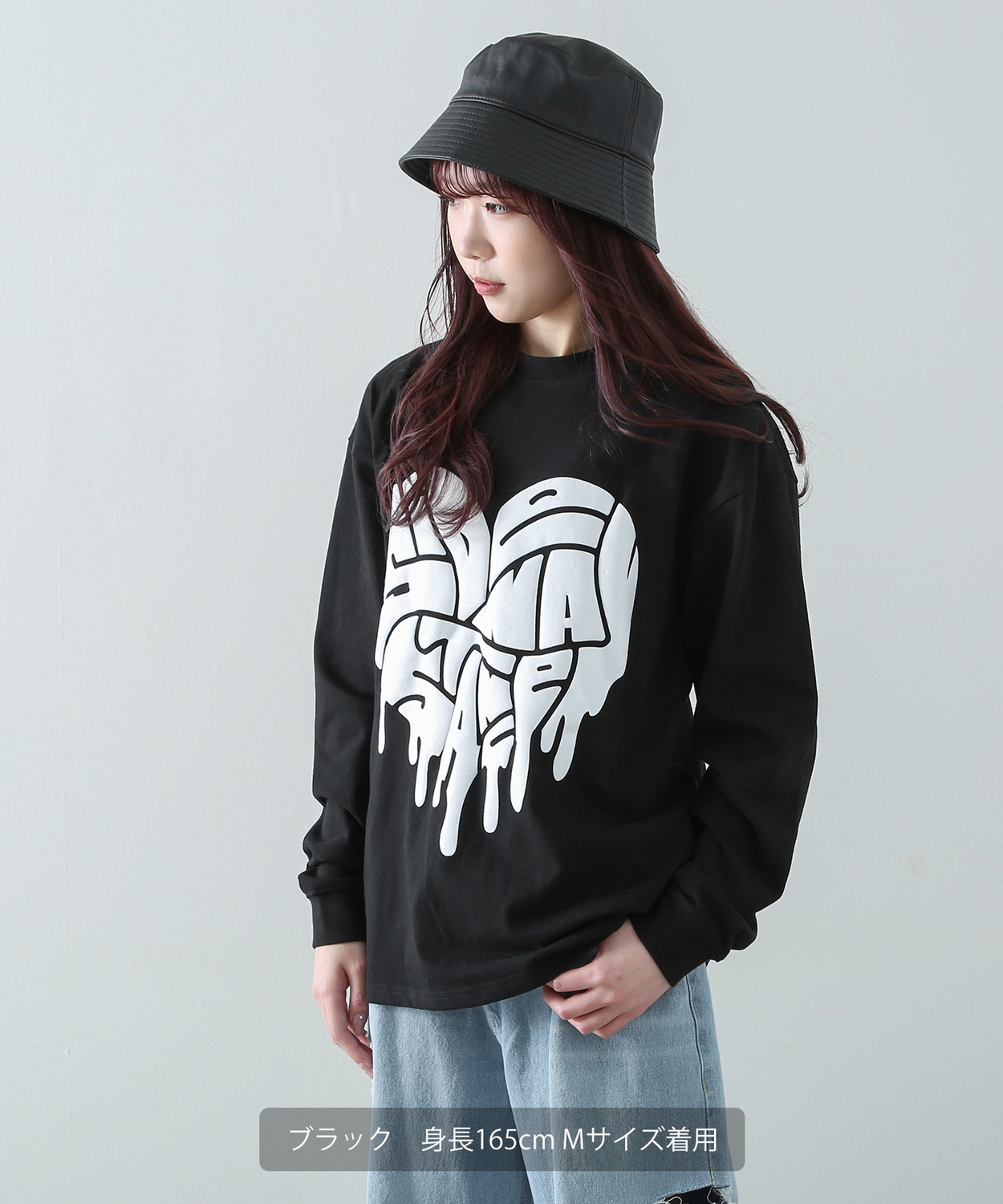 SIDEWAYSTANCE】ドリップロゴハート長袖Tシャツ