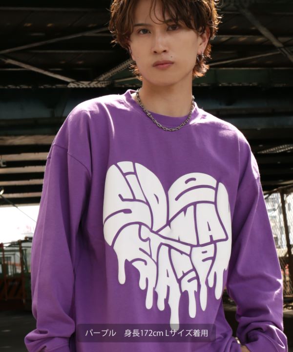 SIDEWAYSTANCE】ドリップロゴハート長袖Tシャツ