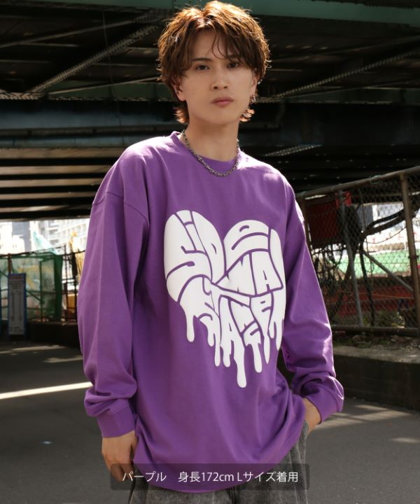 SIDEWAYSTANCE】ドリップロゴハート長袖Tシャツ