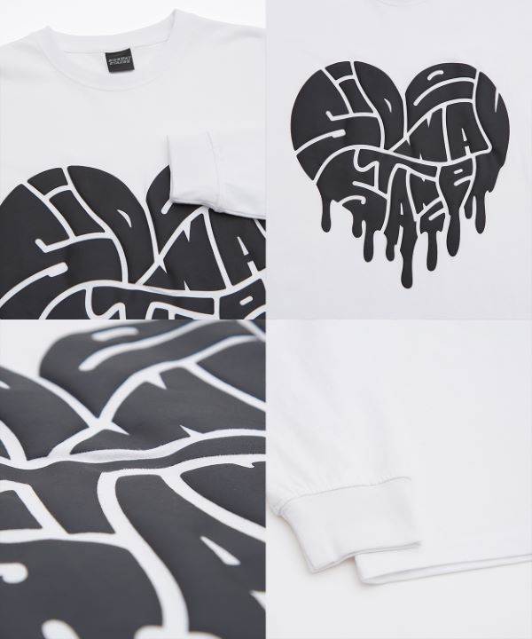 SIDEWAYSTANCE】ドリップロゴハート長袖Tシャツ