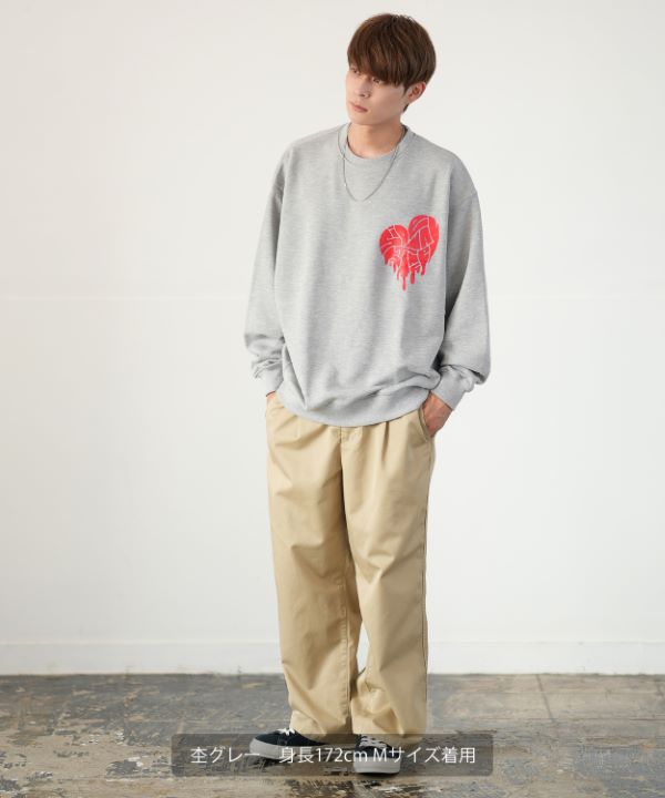 SIDEWAYSTANCE】ドリップロゴハート裏毛トレーナー