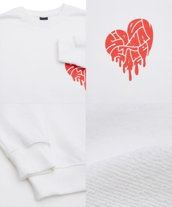 SIDEWAYSTANCE】ドリップロゴハート裏毛トレーナー