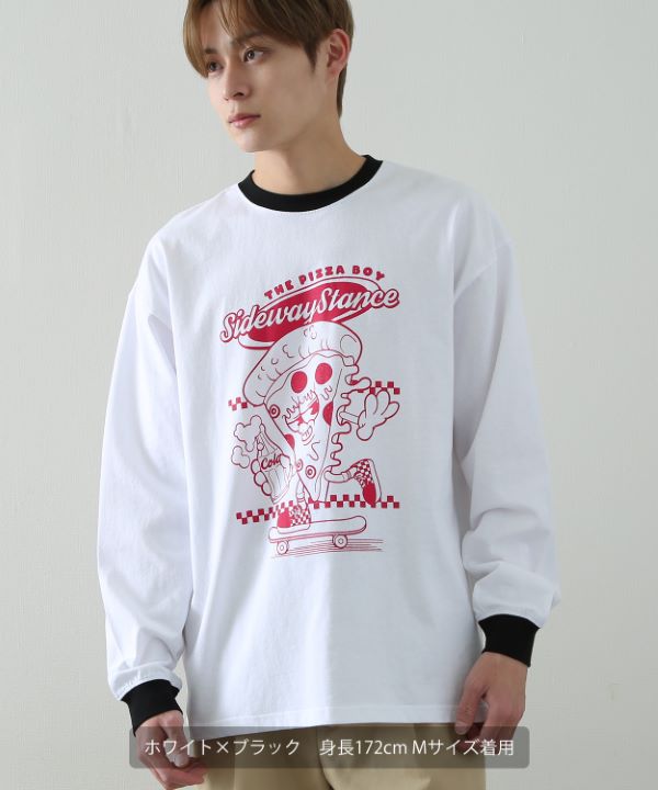 SIDEWAYSTANCE】ピザボーイ長袖リンガーTシャツ